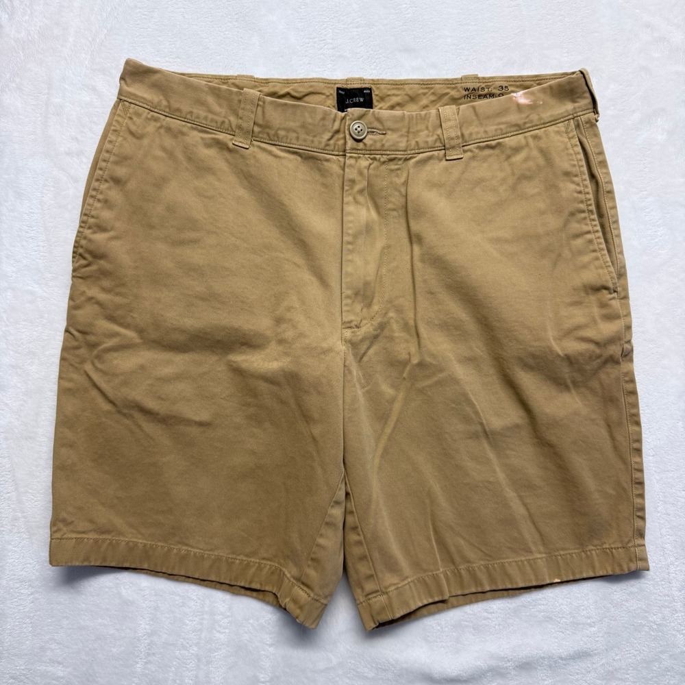 J Crew Mens‎ Chino Shorts Tan Size 35 Flat Front Casual Summer
